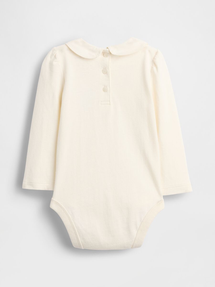White baby bodysuit with collar_1