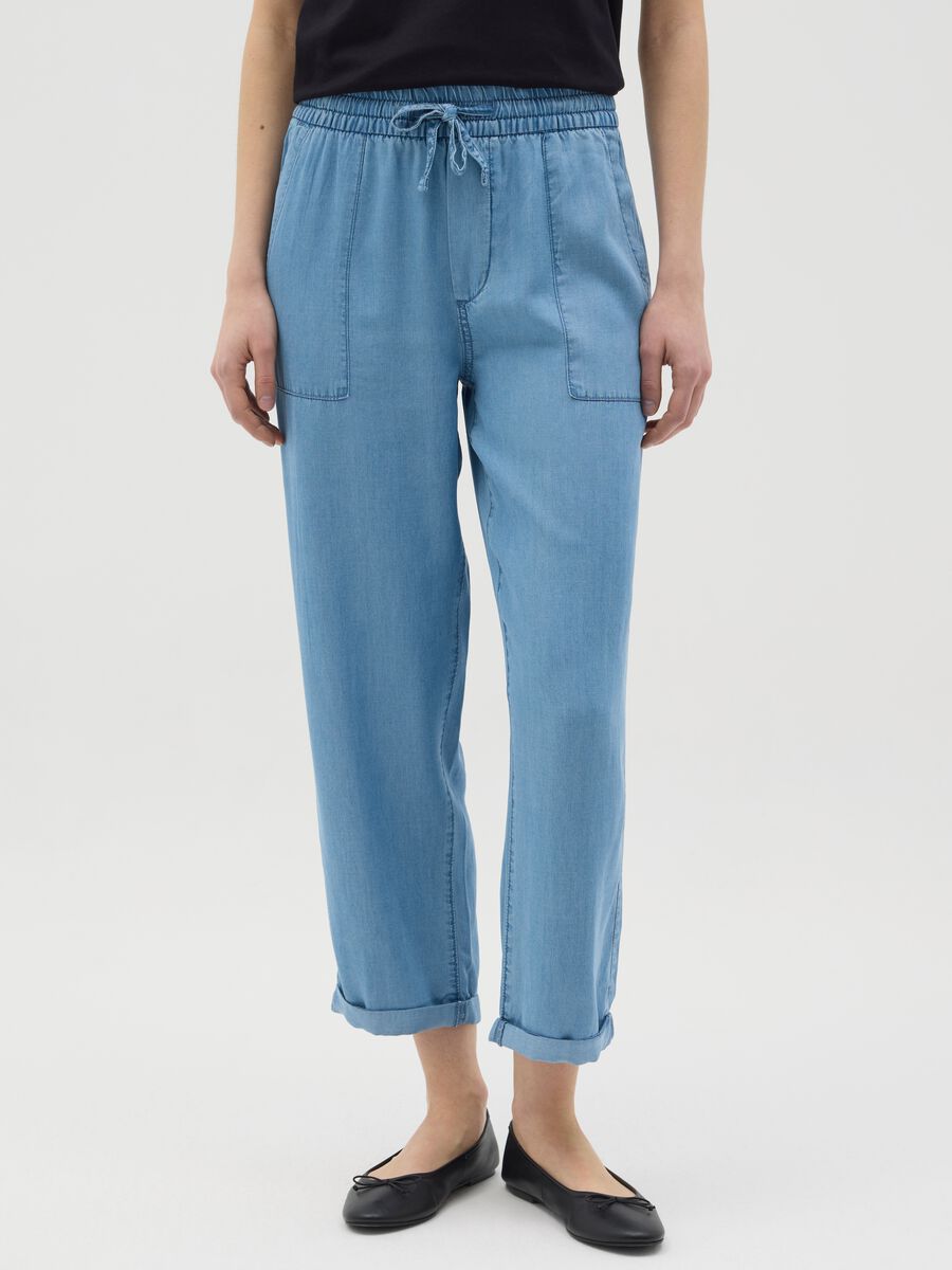 Blue relaxed-fit trousers in Lyocell_1