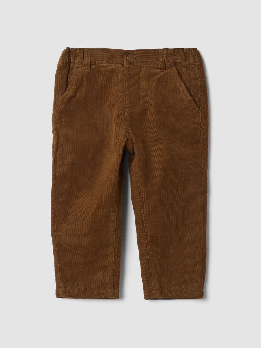Brown regular-fit pure cotton trousers_0
