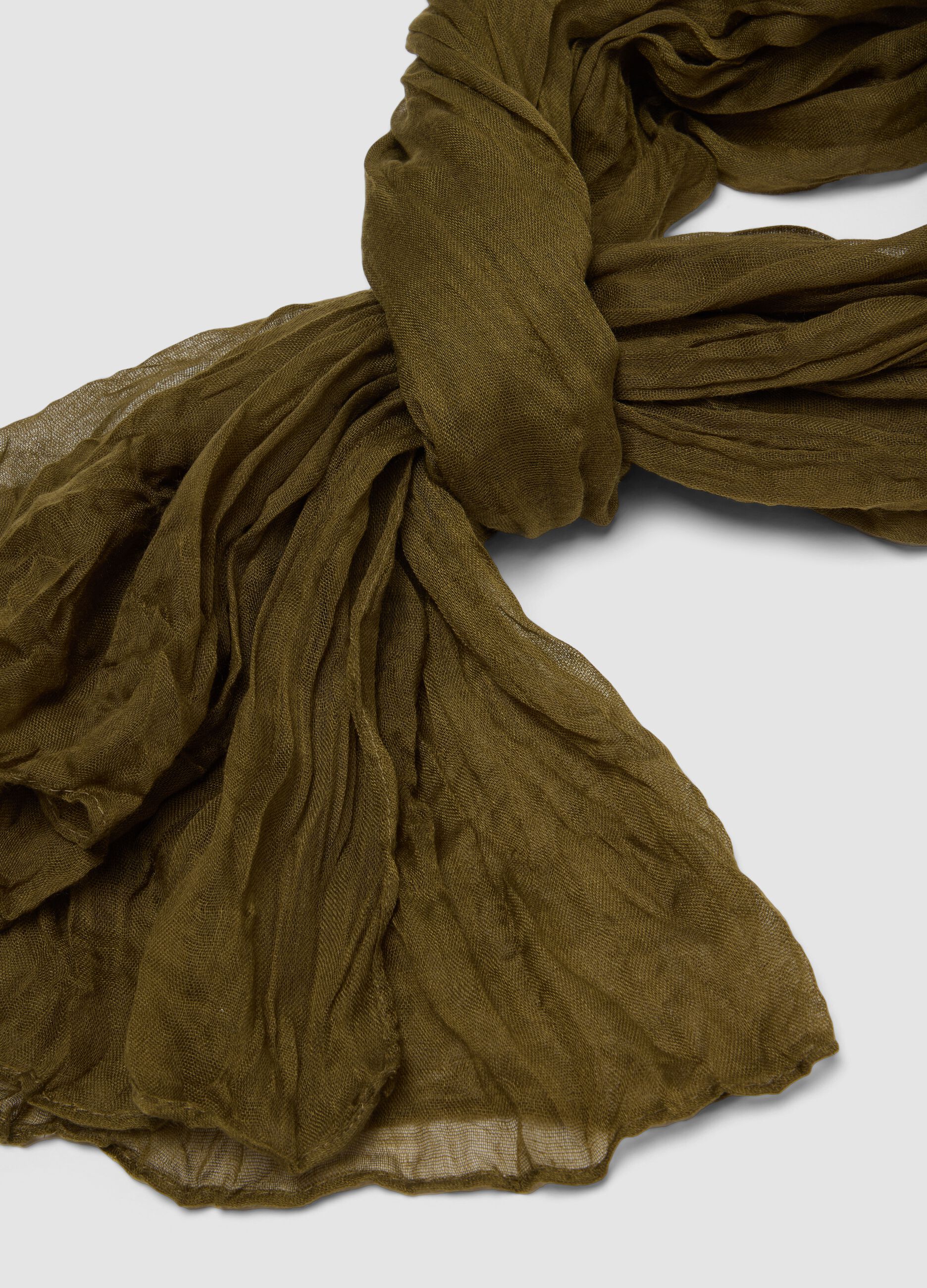 Green semi-sheer crinkle-effect scarf