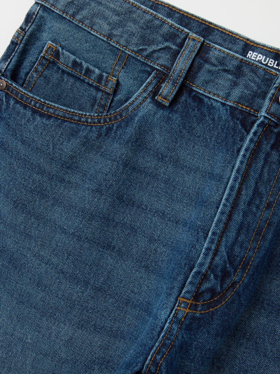 Regular fit blue pure cotton jeans_5
