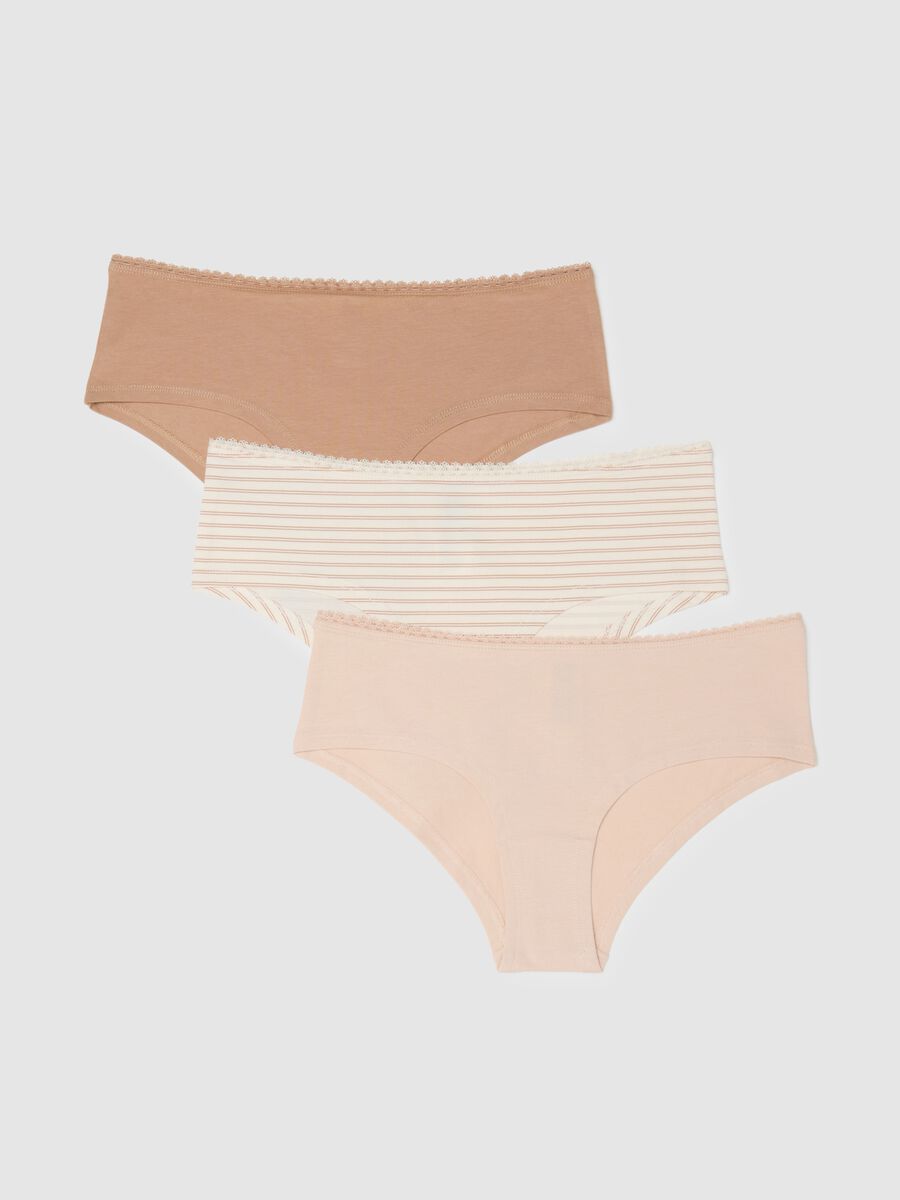 Multicoloured regular fit elasticated cotton brief tripack_0