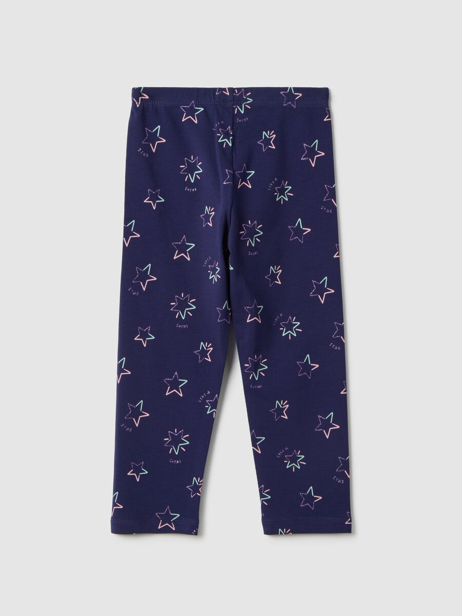 Girls' Purple Stretch Cotton Skinny Fit Leggings with Stars_1