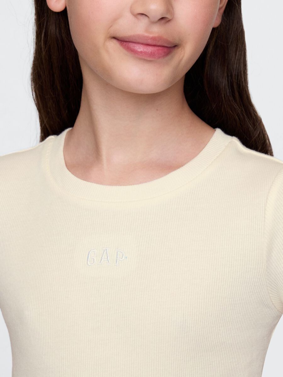 Cream Cotton Short Sleeve T-shirt GAP Kids_2