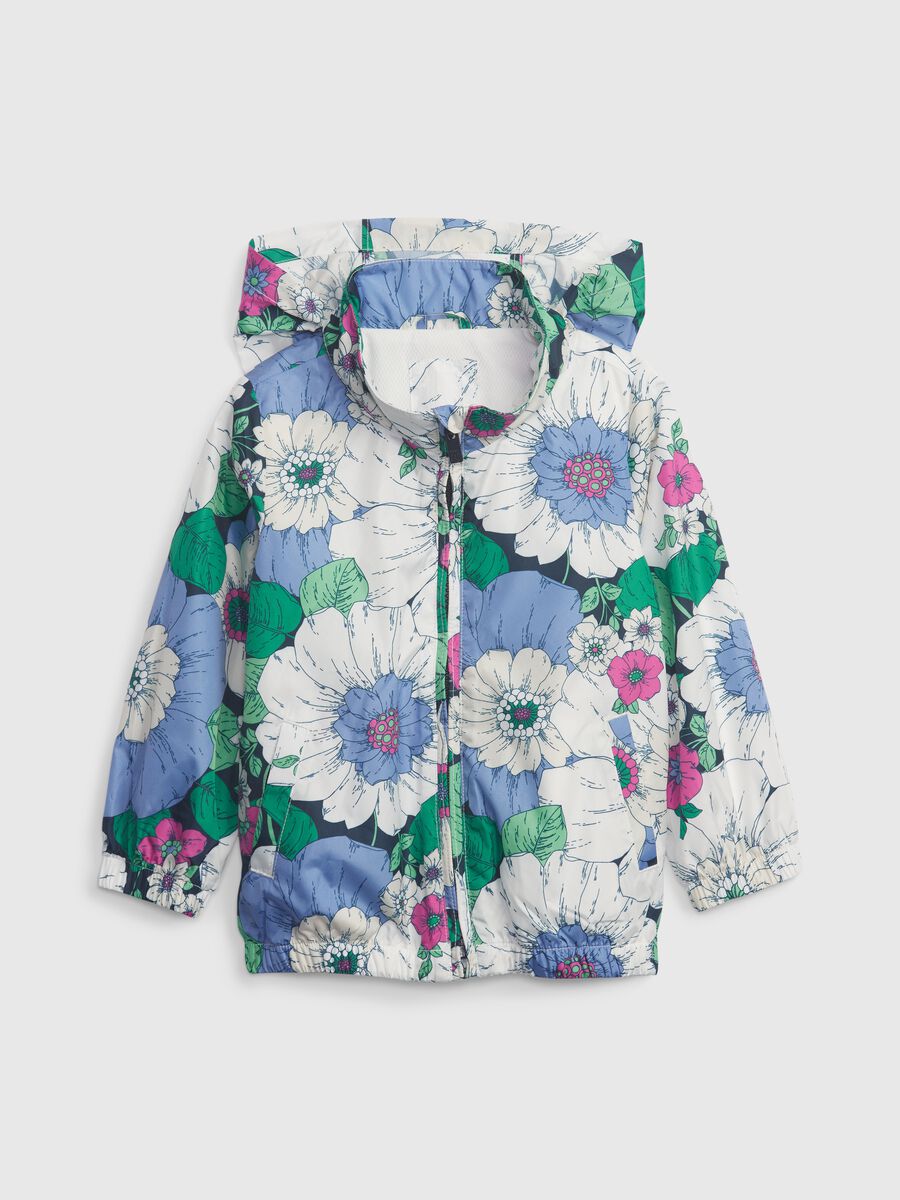 Windbreaker jacket with floral pattern_0