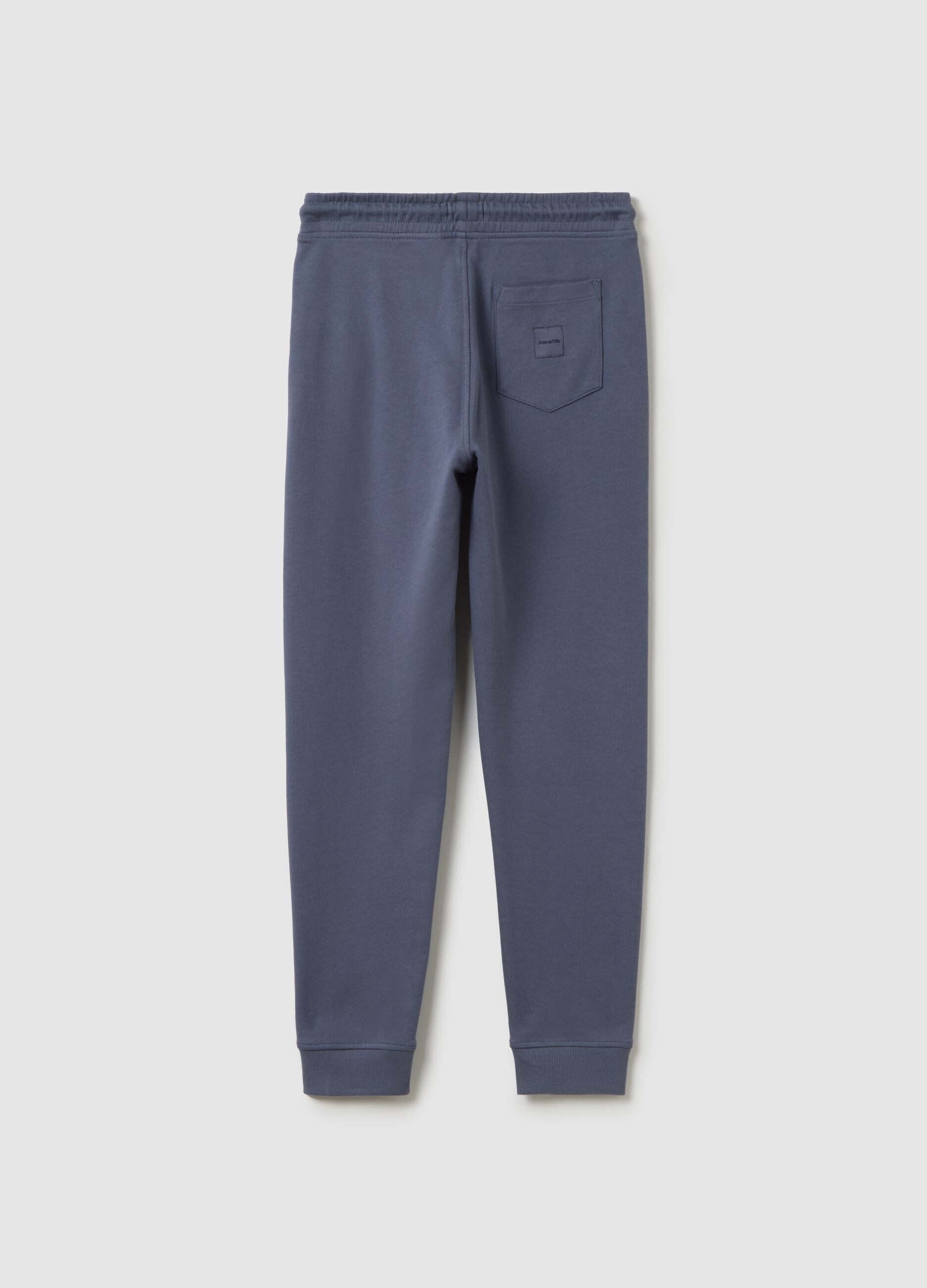 Boys' pure cotton blue jogger trousers regular fit with back pocket
