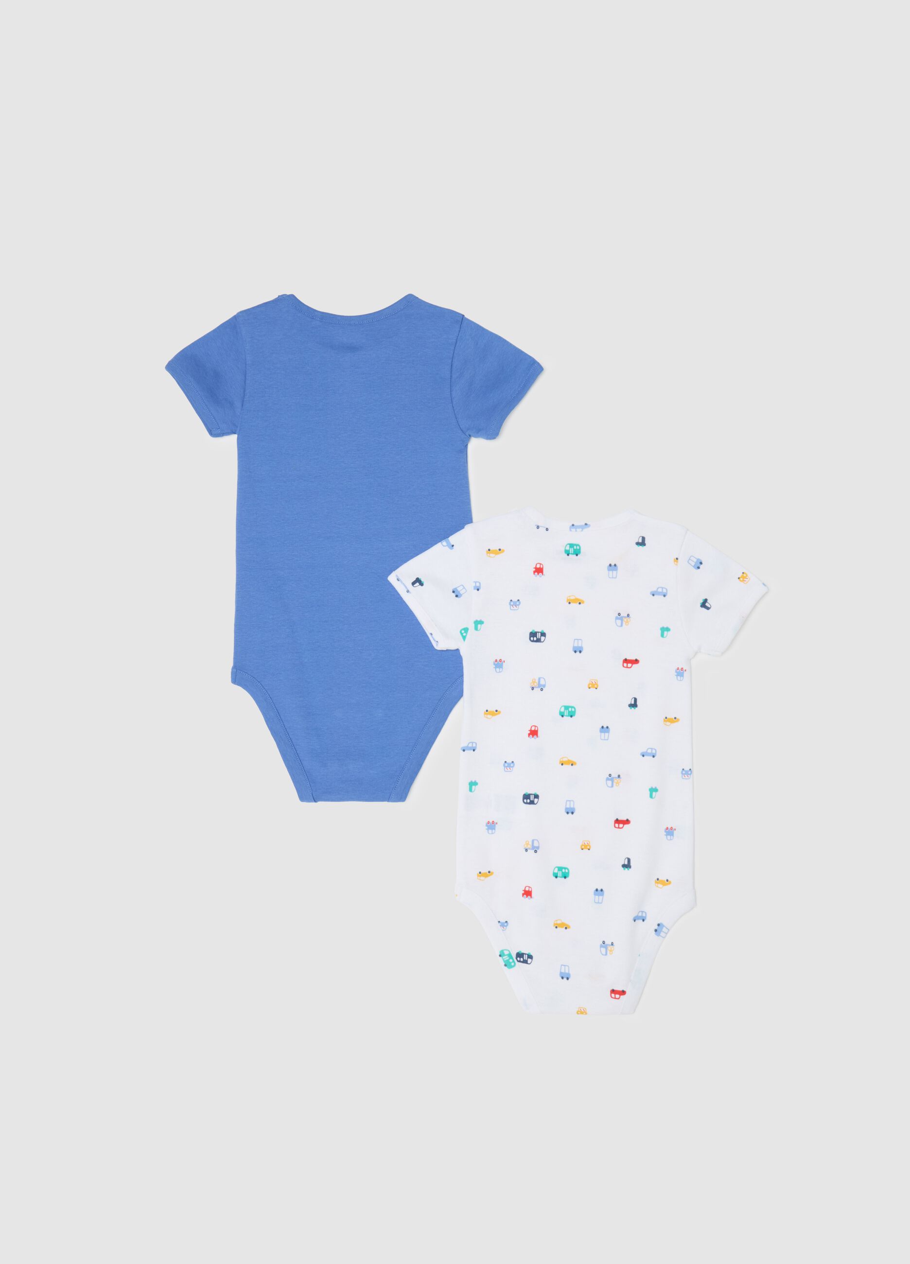 Two-pack short-sleeved bodysuits in organic cotton with print