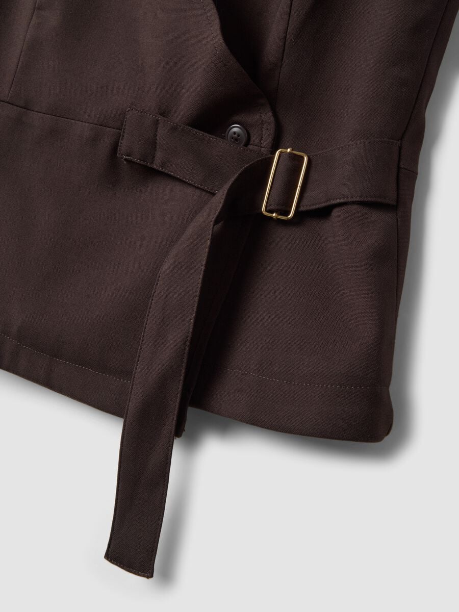 Gilet marrone in viscosa elasticizzata con cintura_1