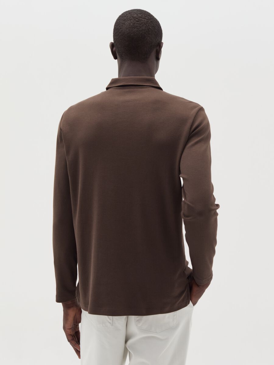 Cotton long-sleeved polo shirt_2