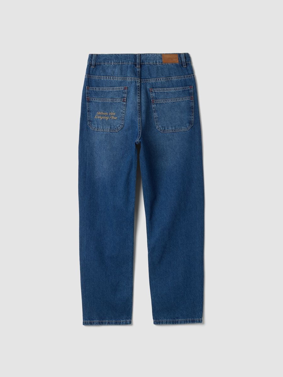 Jeans blu baggy fit in puro cotone_1