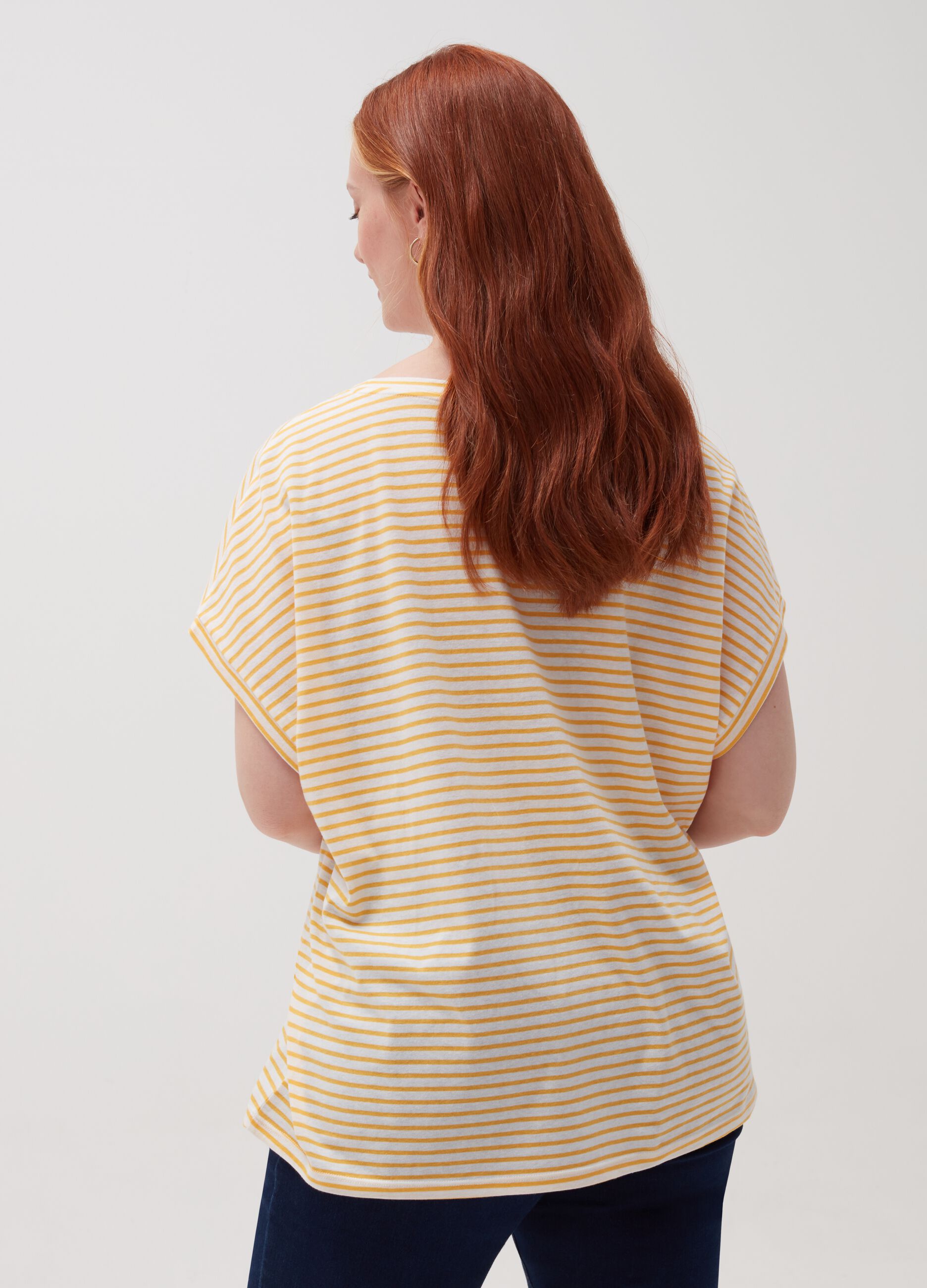 MYA Curvy striped T-shirt with V neck
