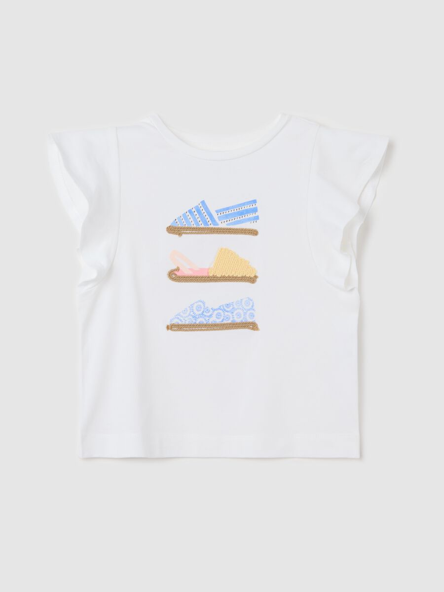 Girls’ regular-fit white T-shirt in stretch cotton_0