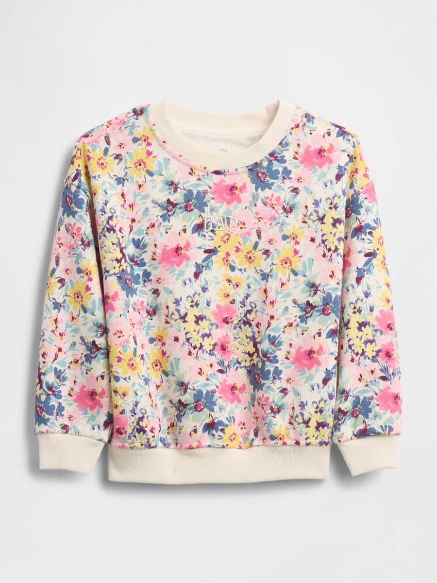 Multicoloured crew neck sweatshirt for girls_0