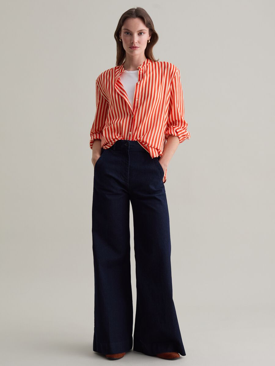 Striped shirt with Mandarin collar_1