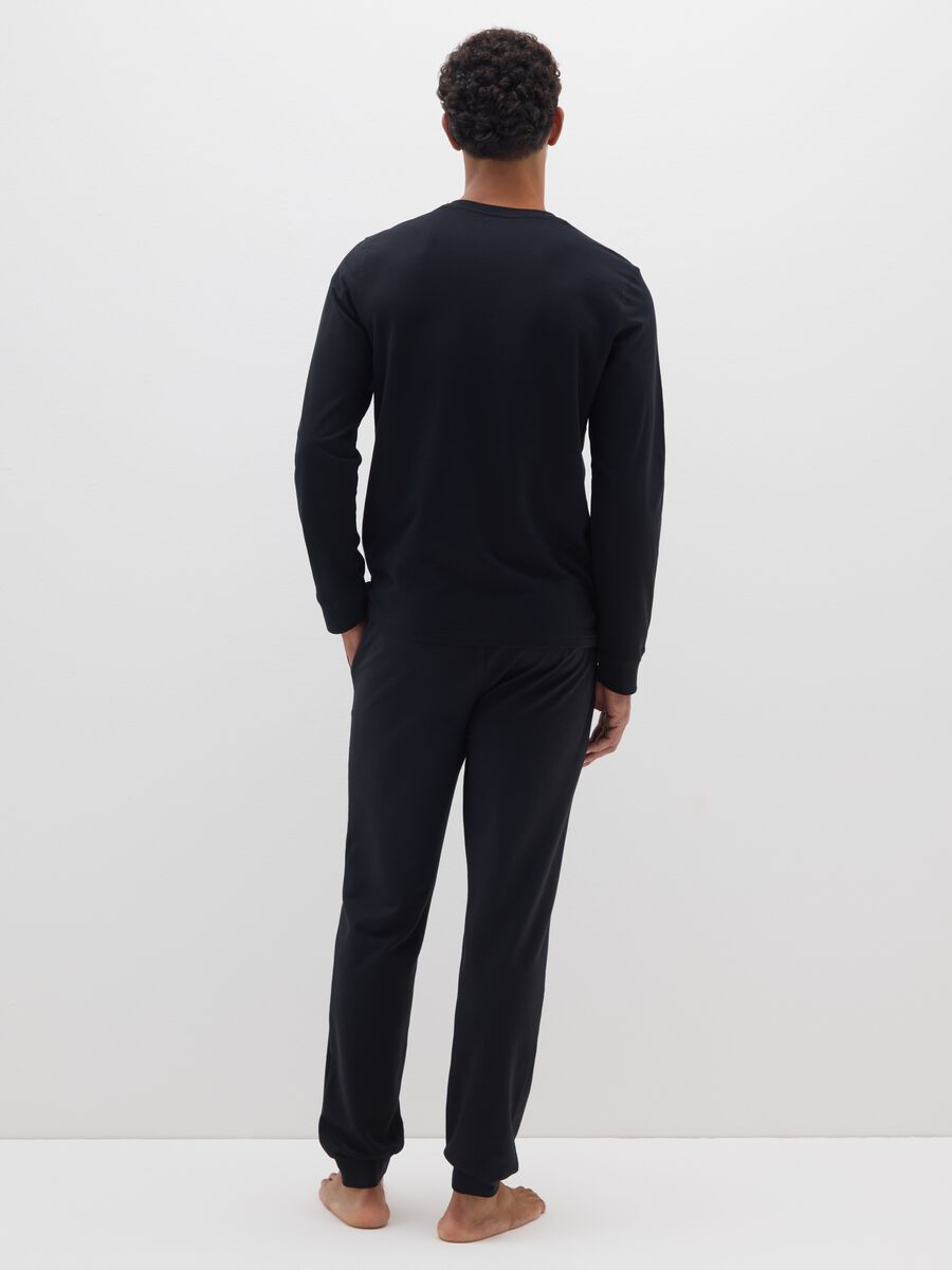 Pigiama in puro cotone nero regular fit_2