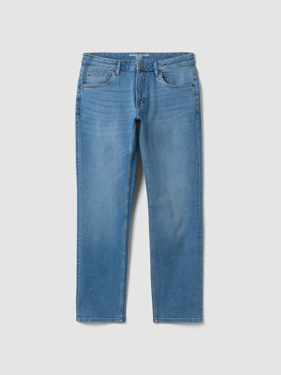 Light blue stretch cotton comfort-fit jeans_4