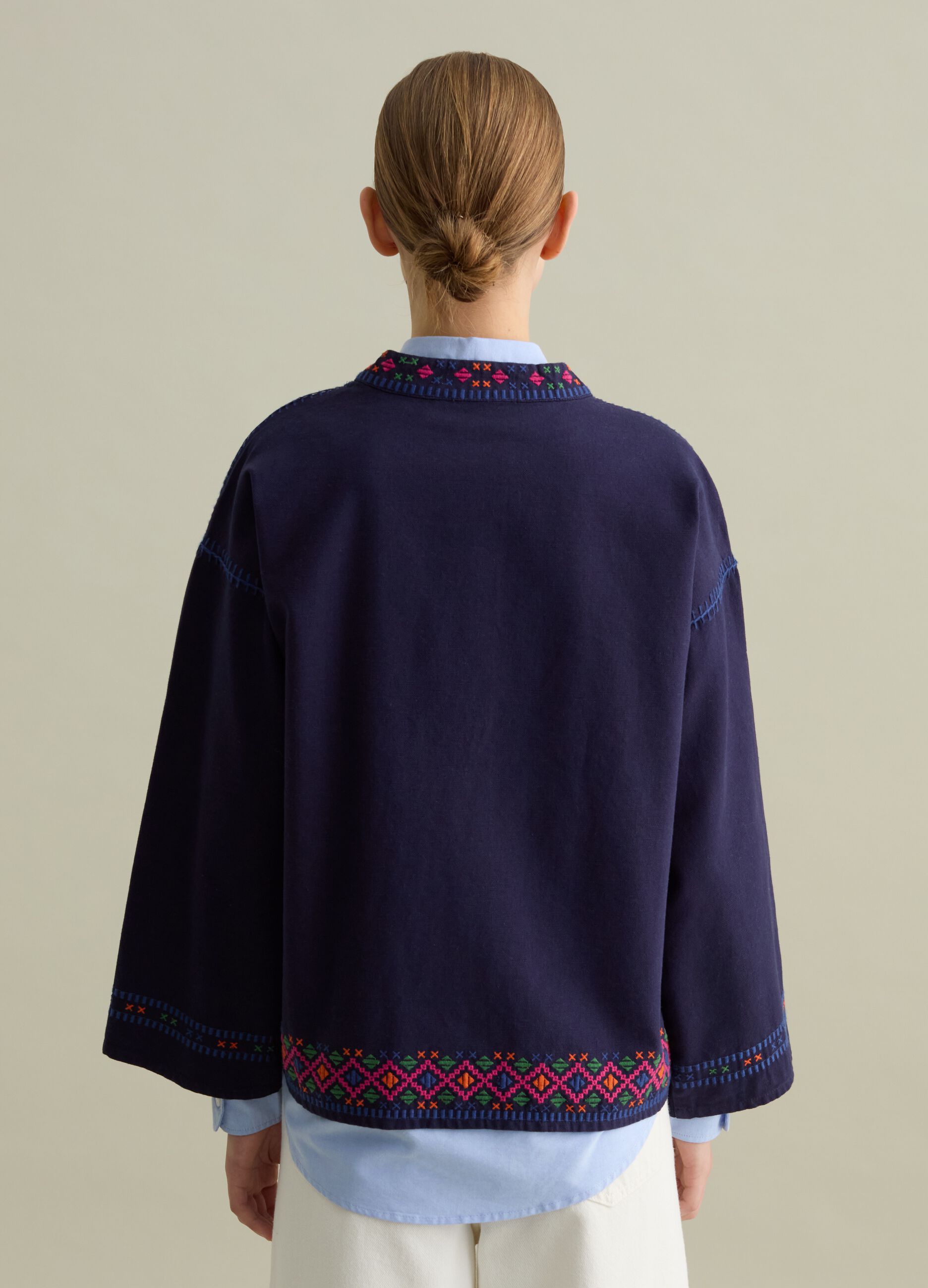 Giacca kimono con dettagli etnici