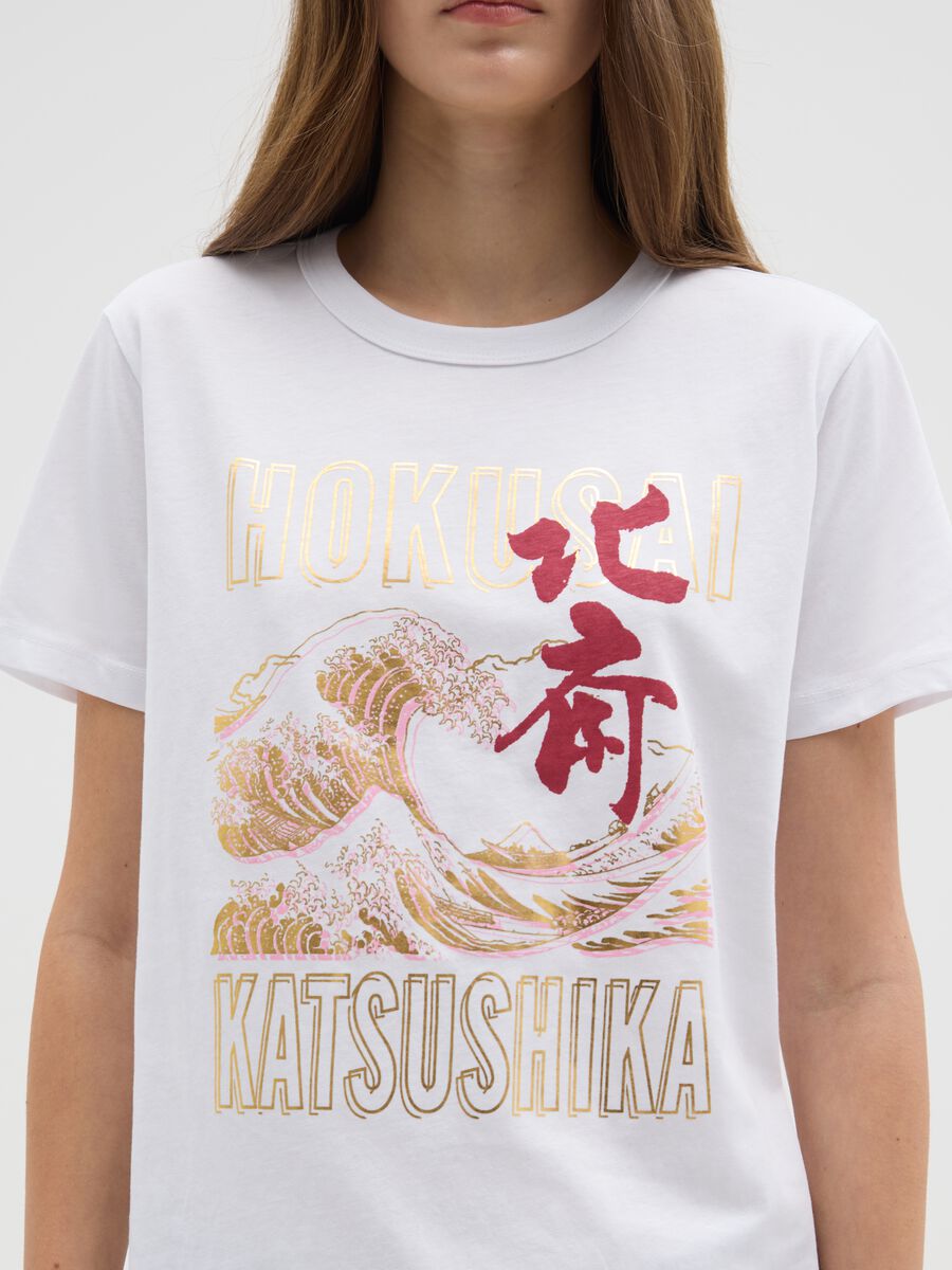 T-shirt in puro cotone bianca regular fit con scollo rotondo_3