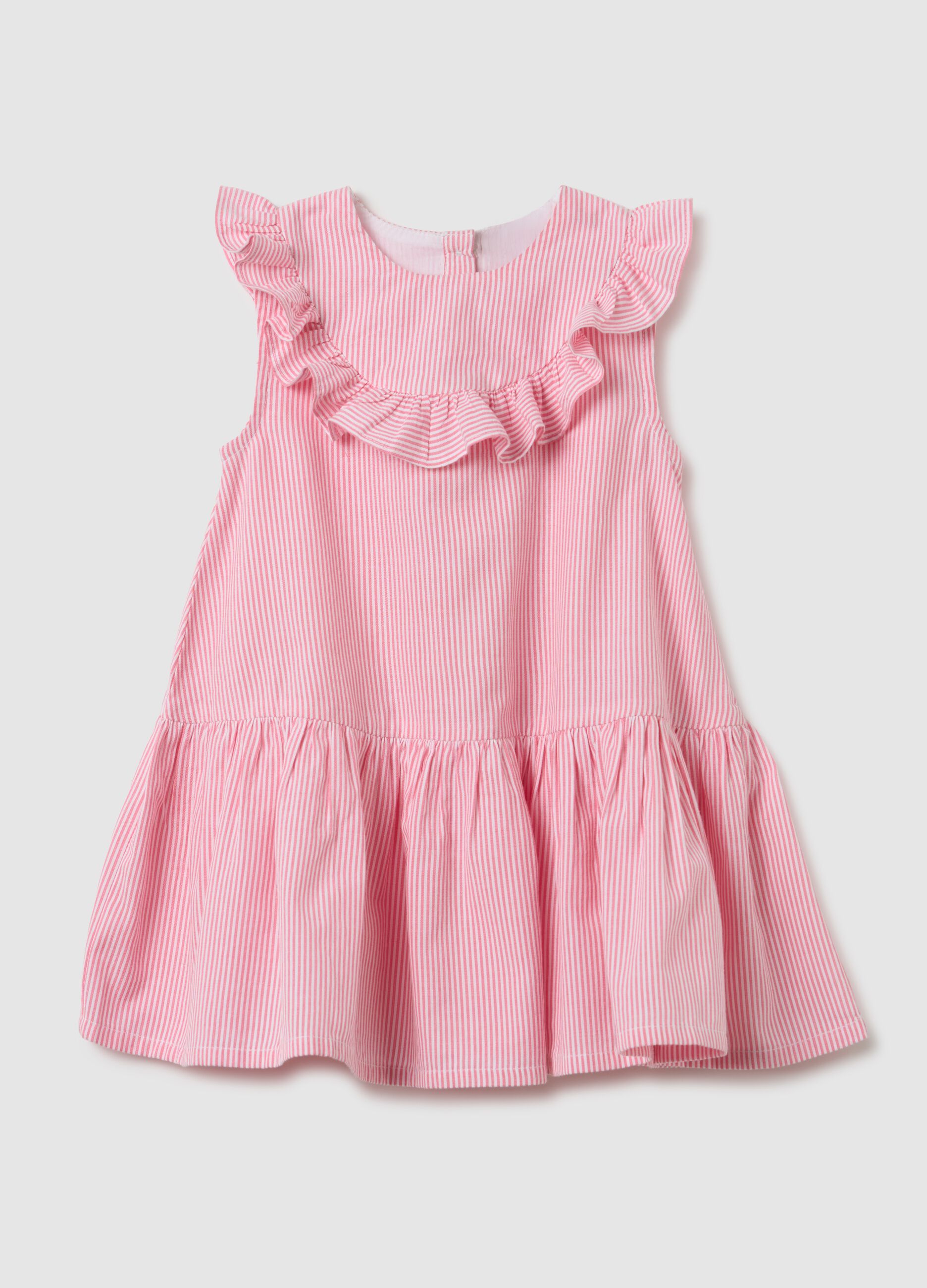 Abito da bambina in puro cotone rosa regular fit con volant