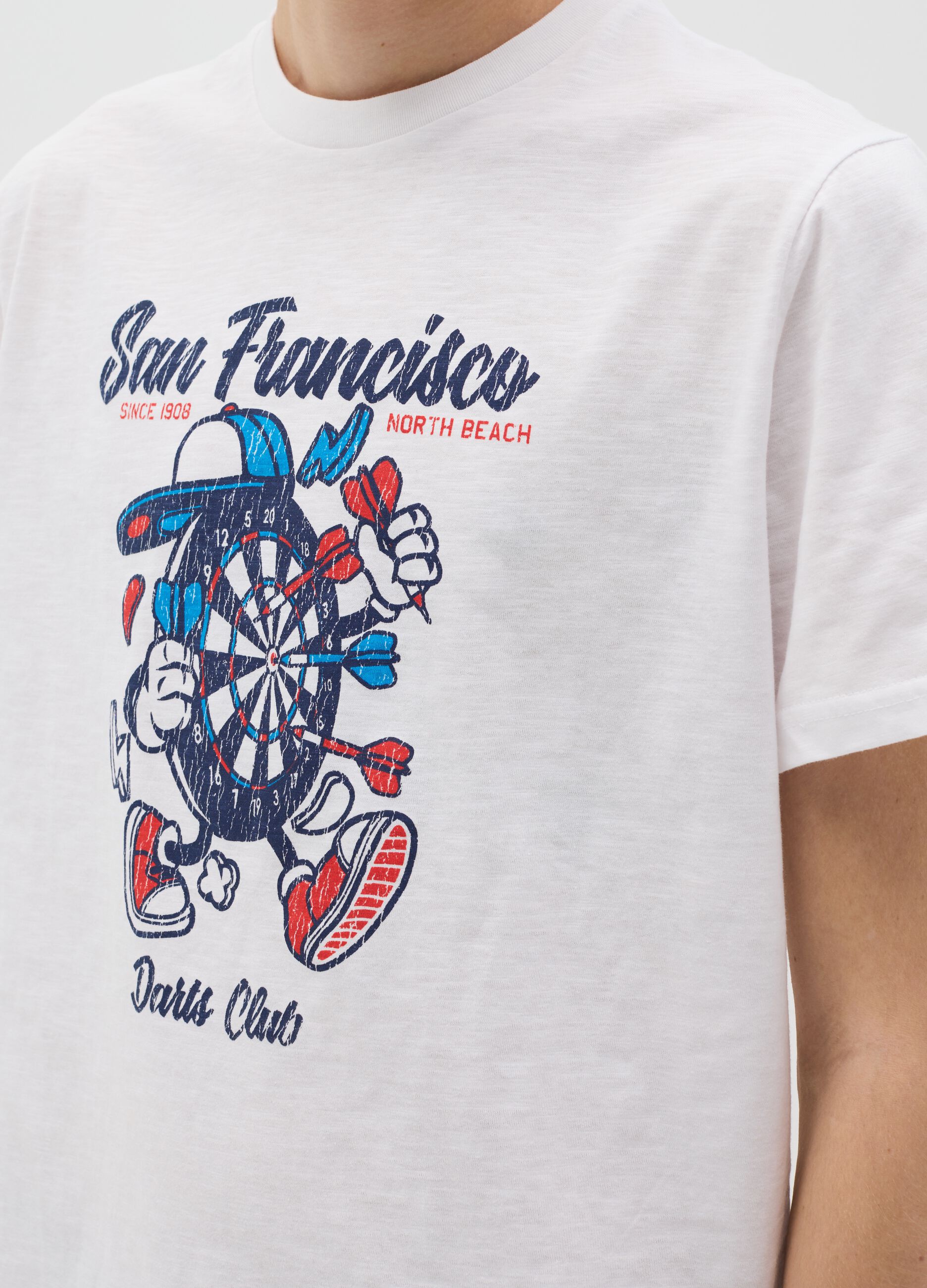 Cotton T-shirt with "San Francisco Darts Club" print