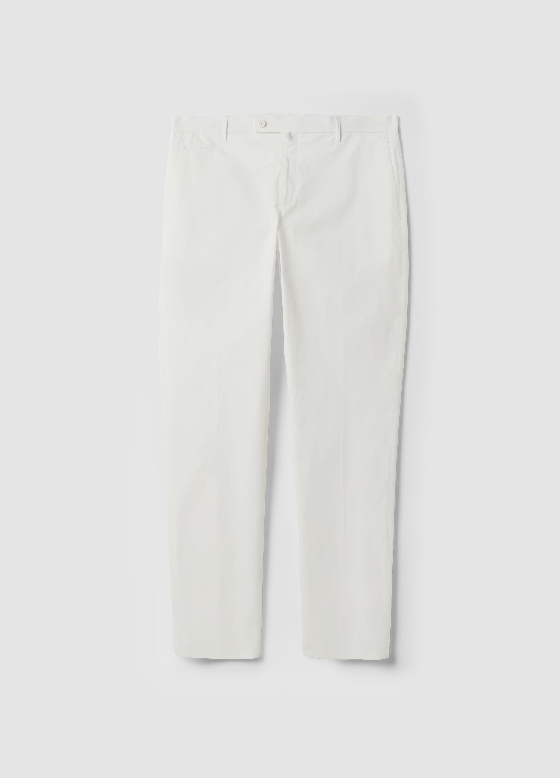 White stretch cotton trousers, regular fit