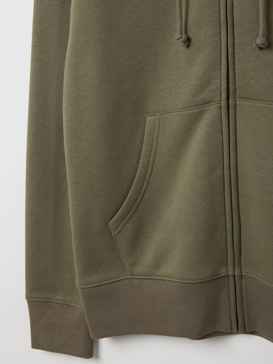Felpa in misto cotone verde regular fit con zip_5