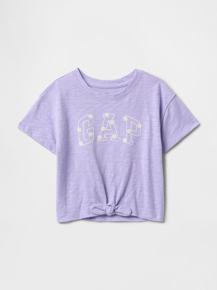 Lilac short sleeve T-shirt with GAP logo for girls_0