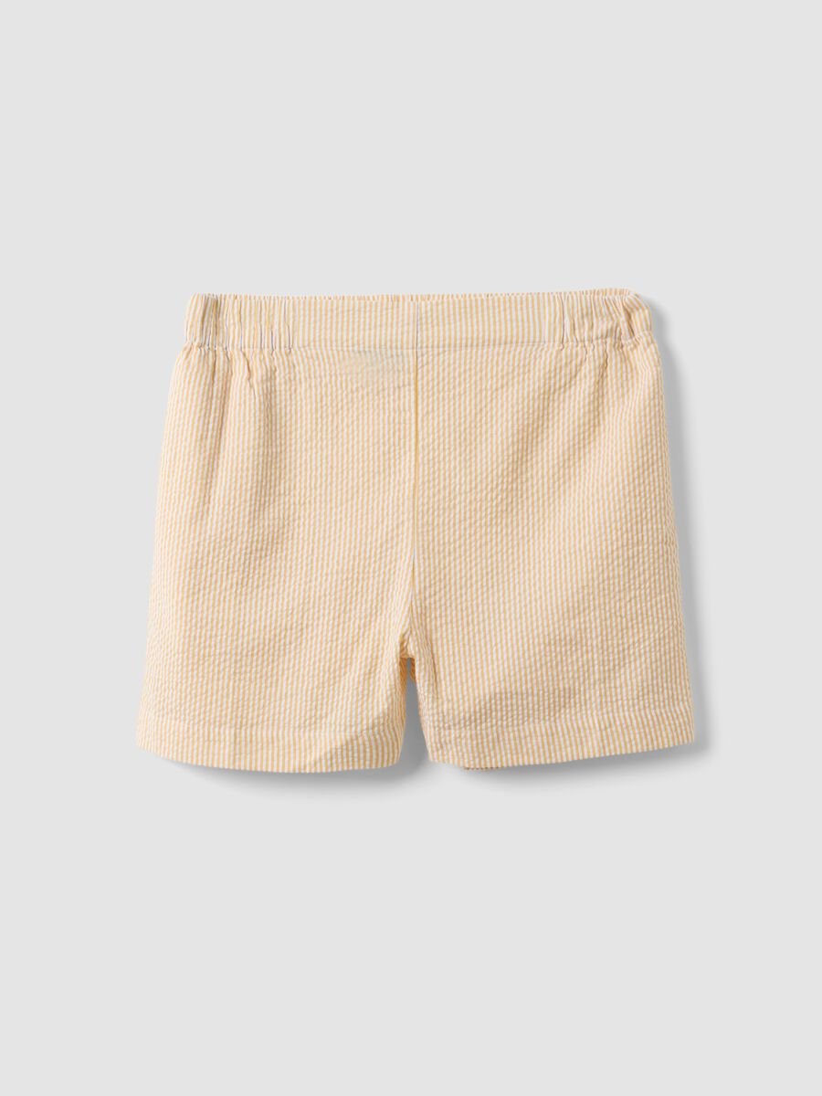 Regular-fit pure cotton shorts with yellow and white stripes_4