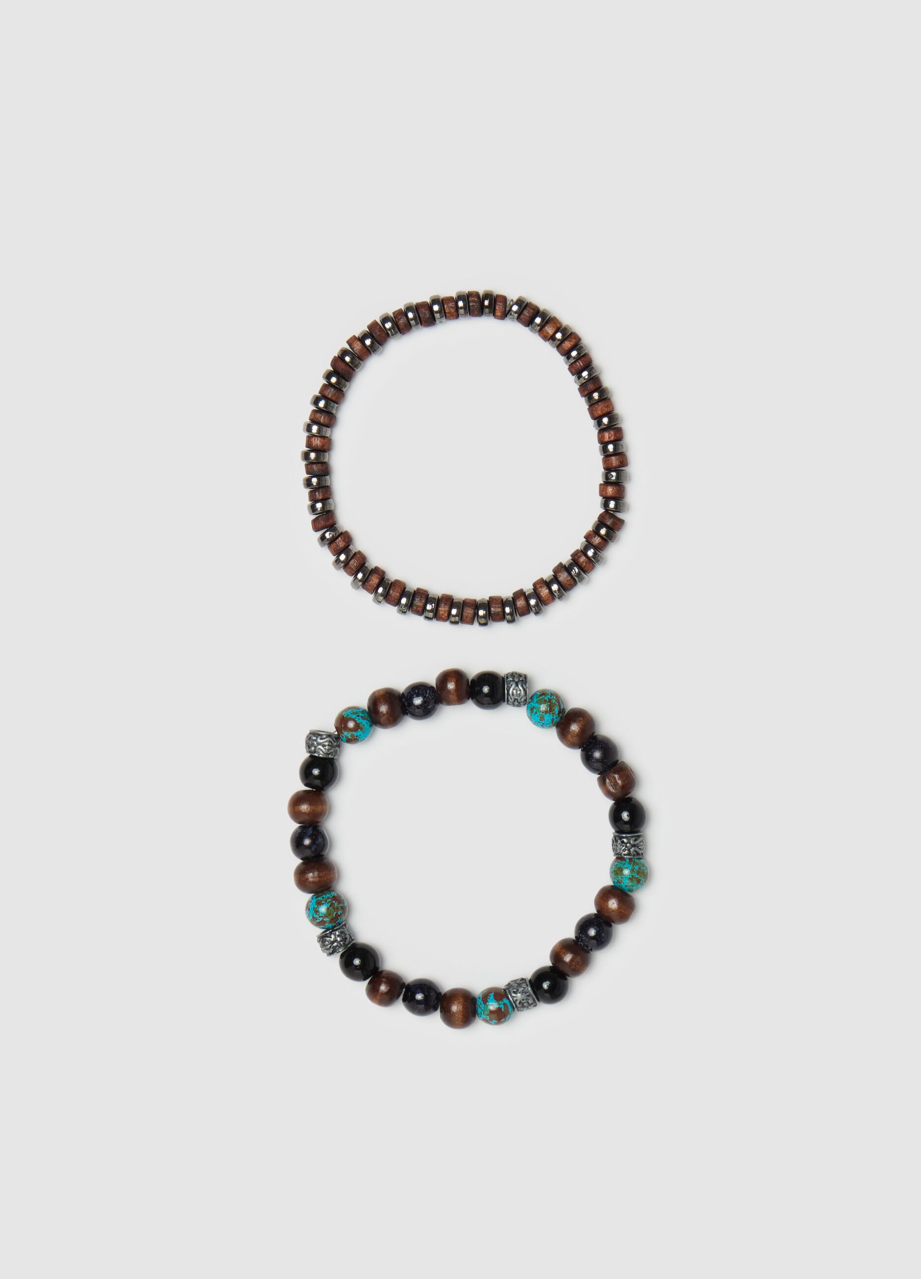 Two-pack bracelets with beads and silver details