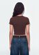 Brown polka-dot cropped pure cotton T-shirt, regular fit_2