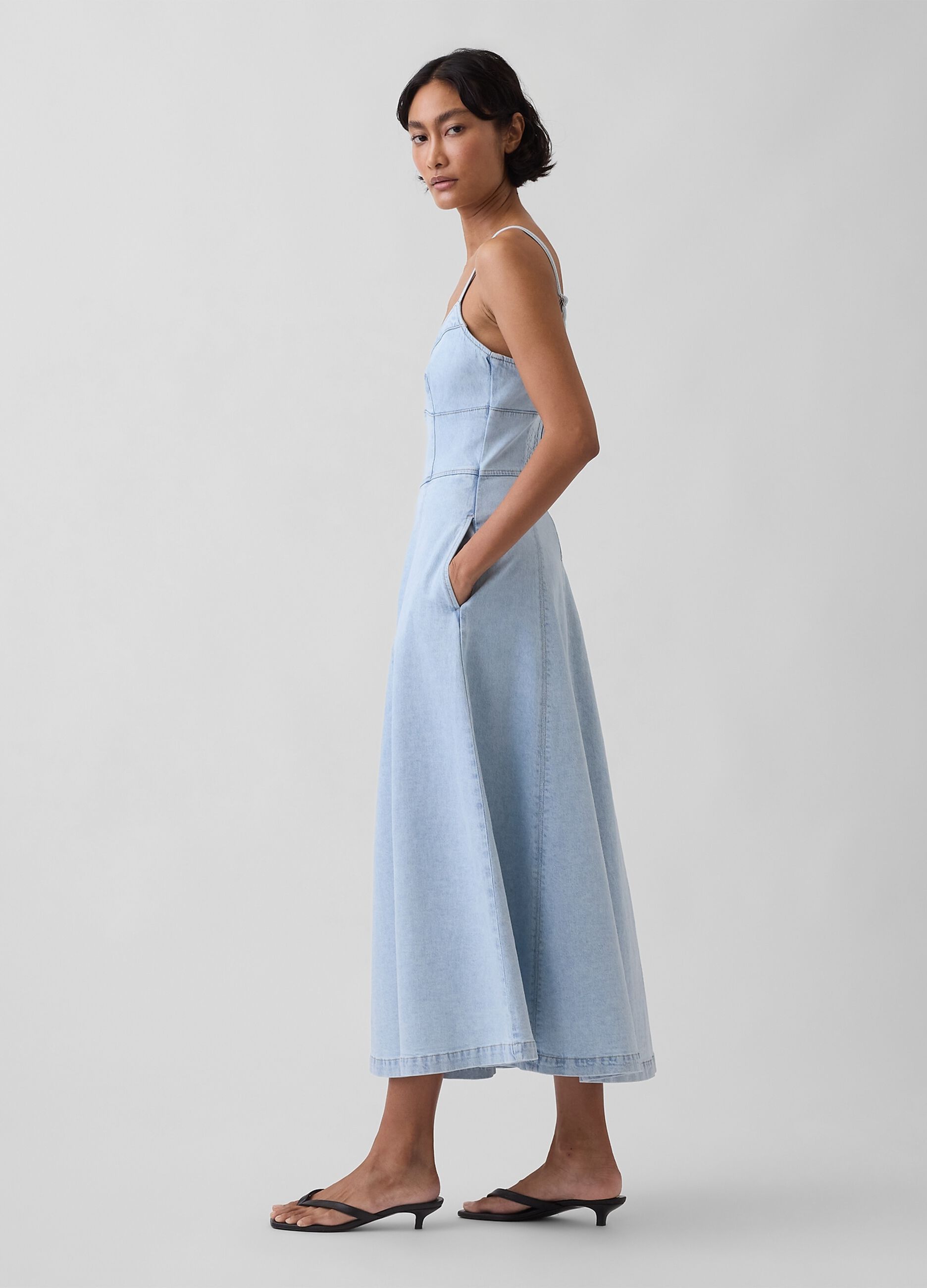 Midi Dress in Stretch Cotton