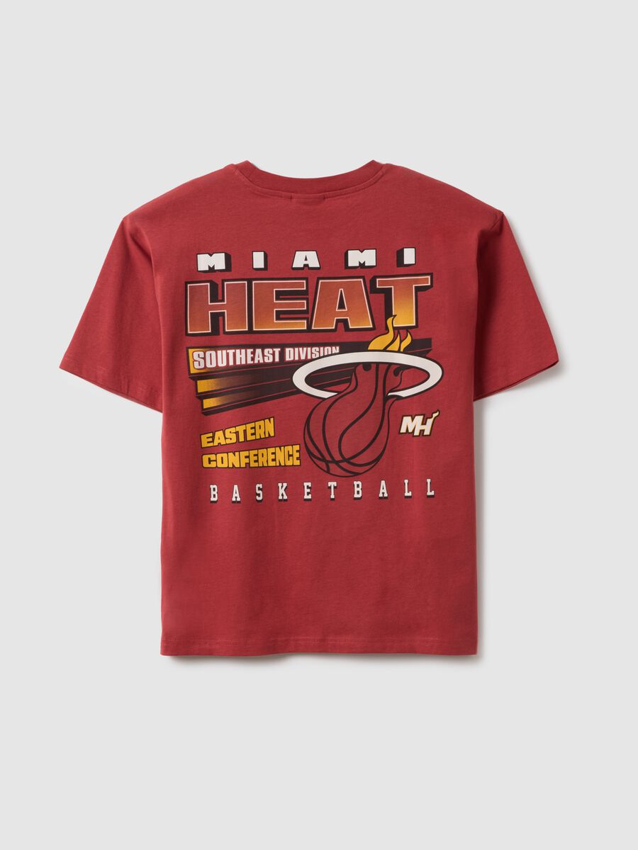 Red pure cotton kids' t-shirt relaxed fit with Miami Heat print_4