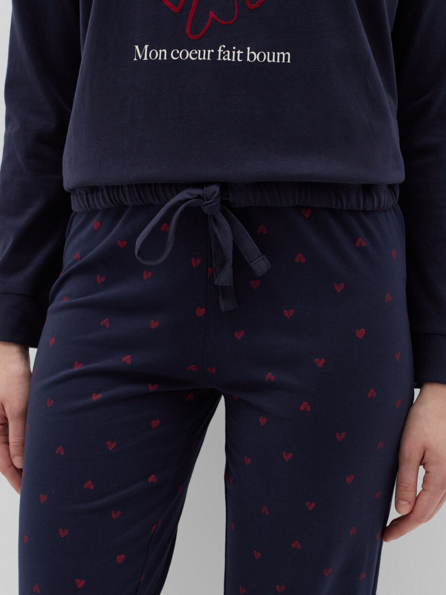 Pyjamas with drawstring and hearts print_2