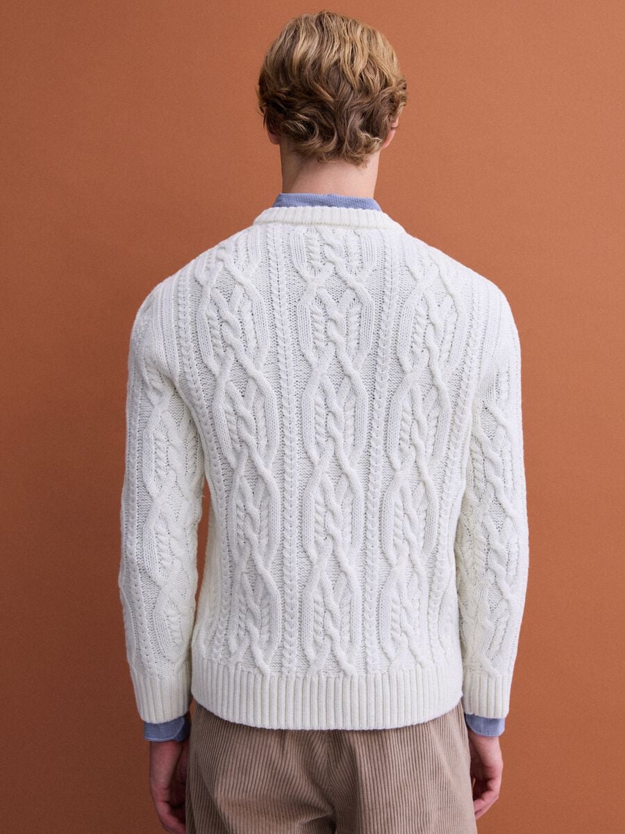 Maglia bianca in misto lana jacquard regular fit_3