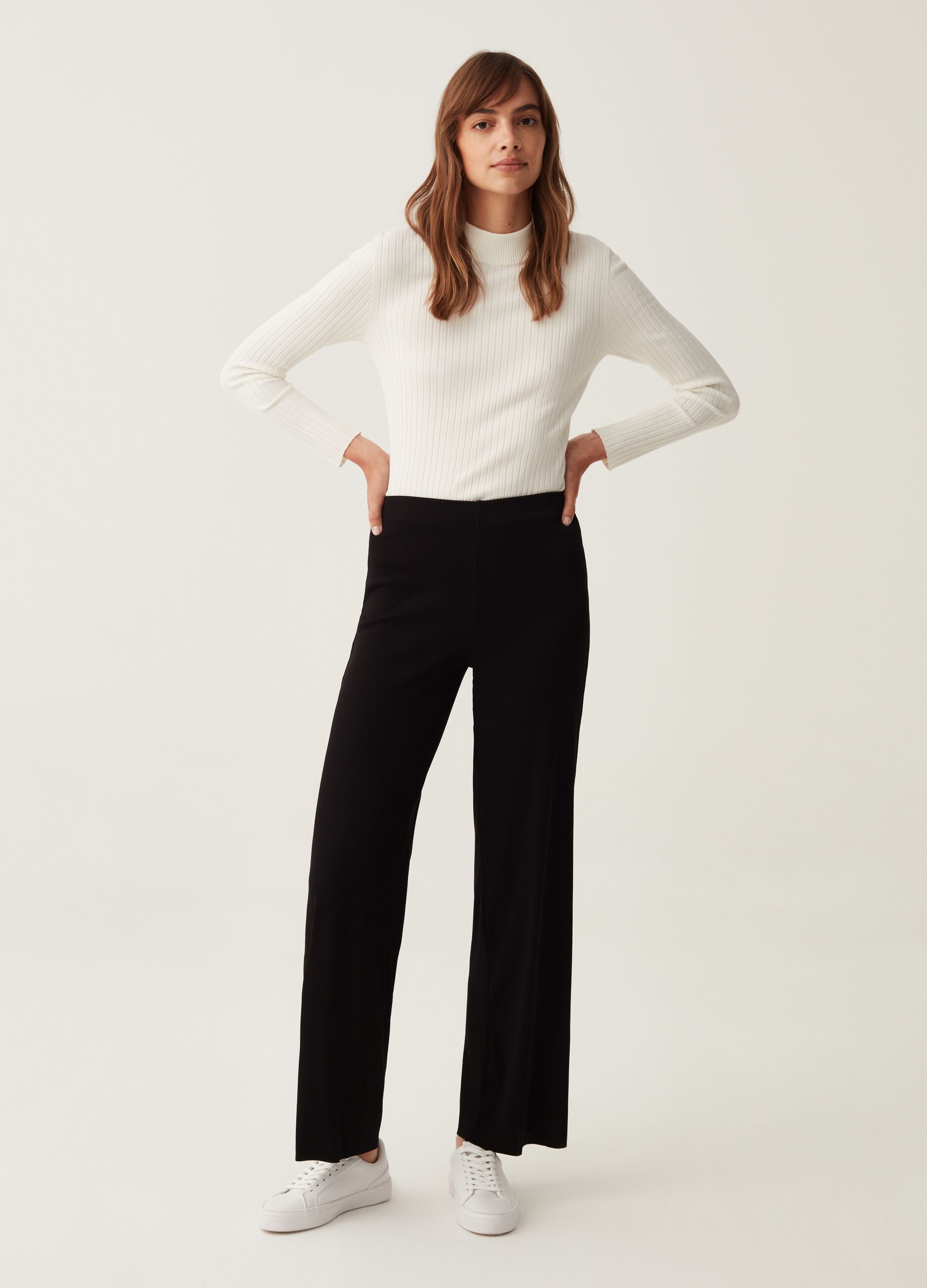 Pantalone wide leg in corduroy