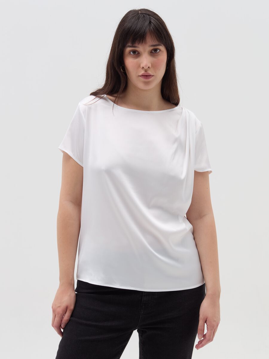 Blusa in tessuto combinato Curvy_0