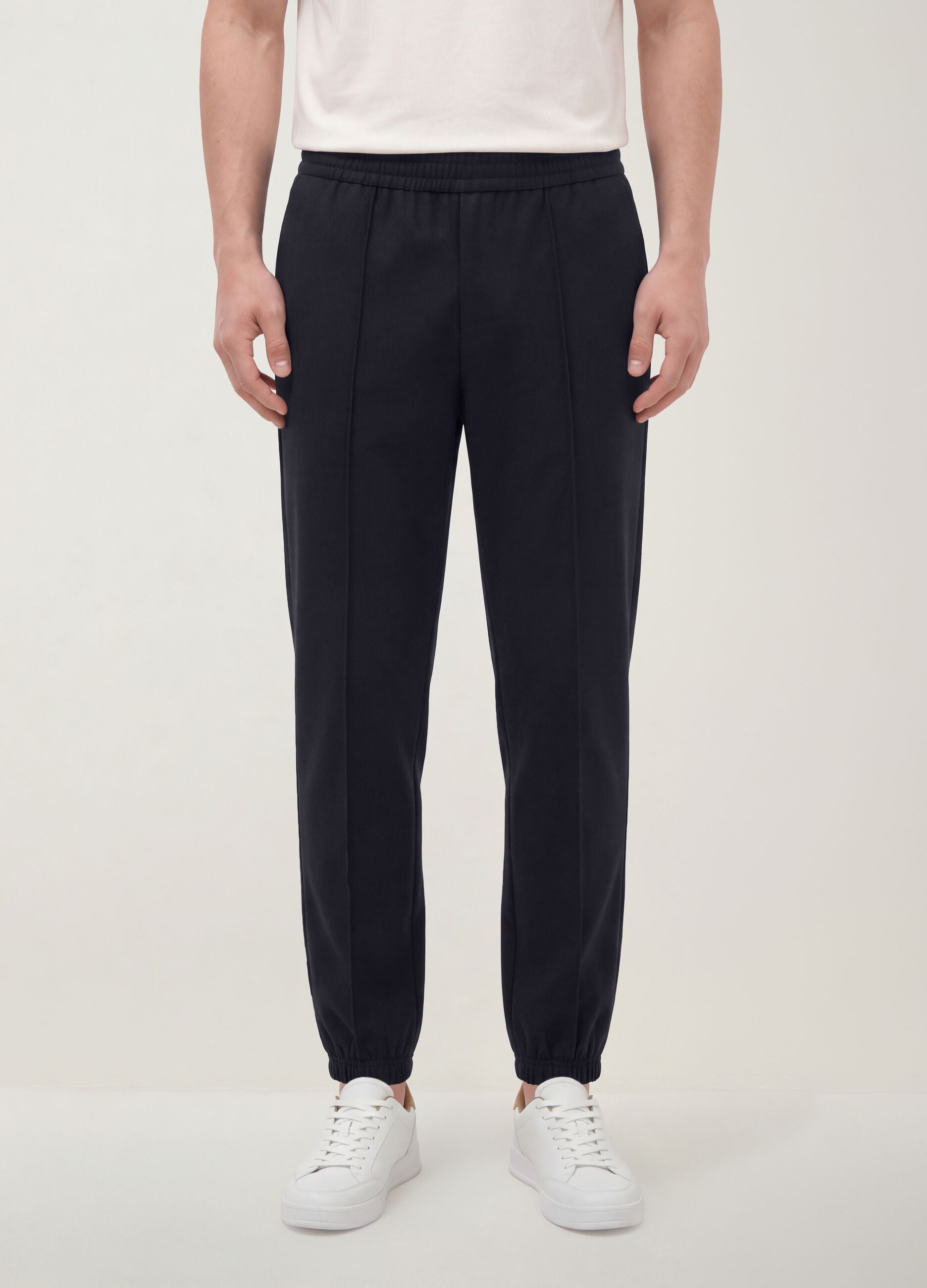 Navy blue relaxed-fit stretch joggers