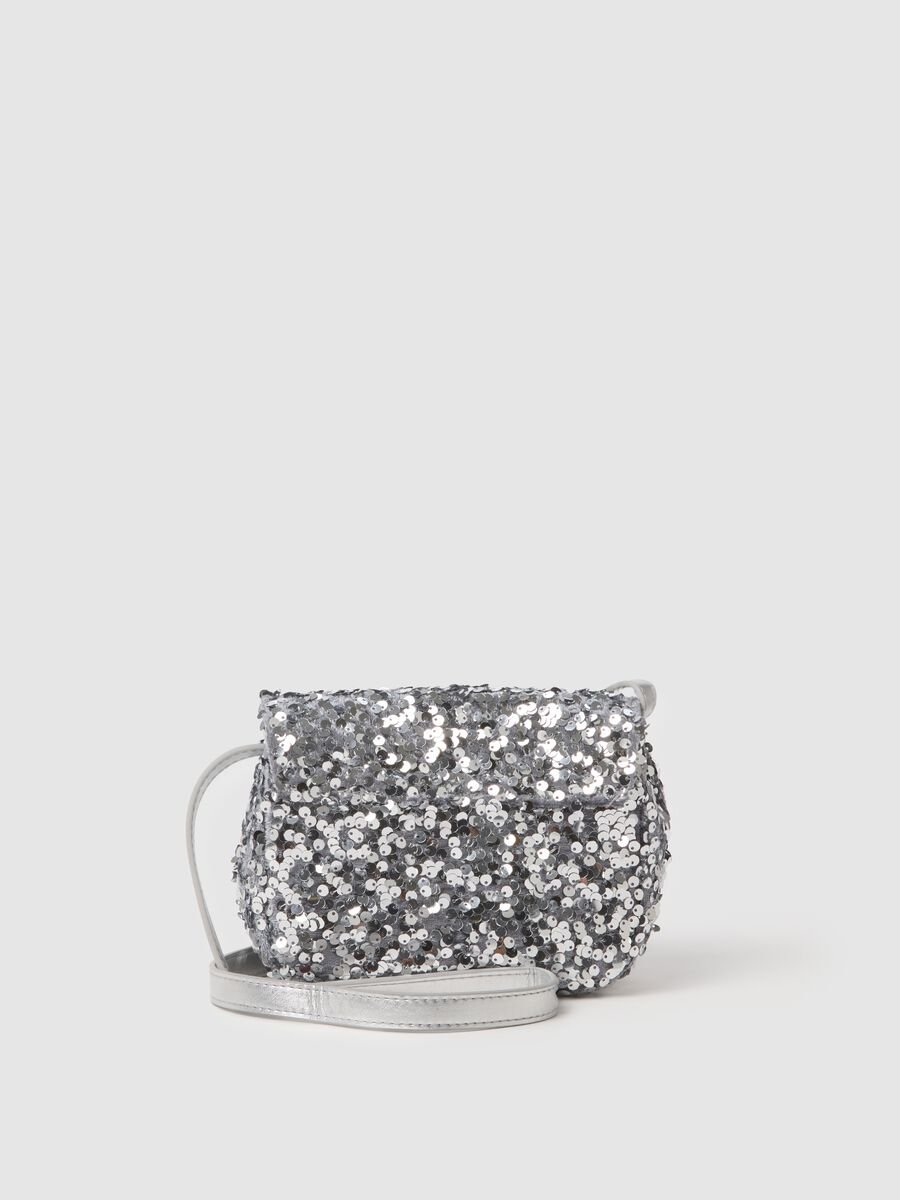 Grey girl's handbag with sequins_1