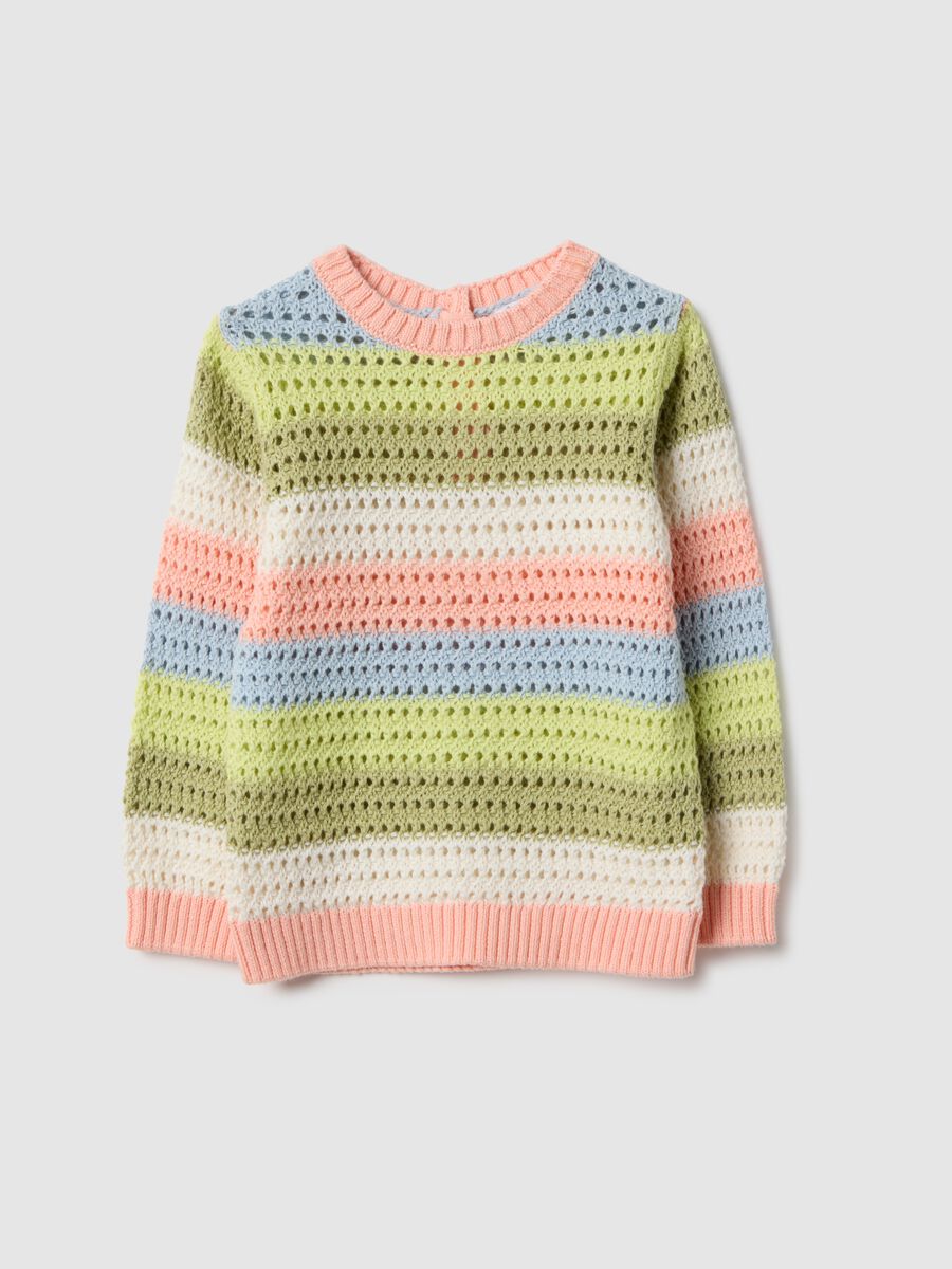 Maglione multicolor in puro cotone traforato da bimba_0
