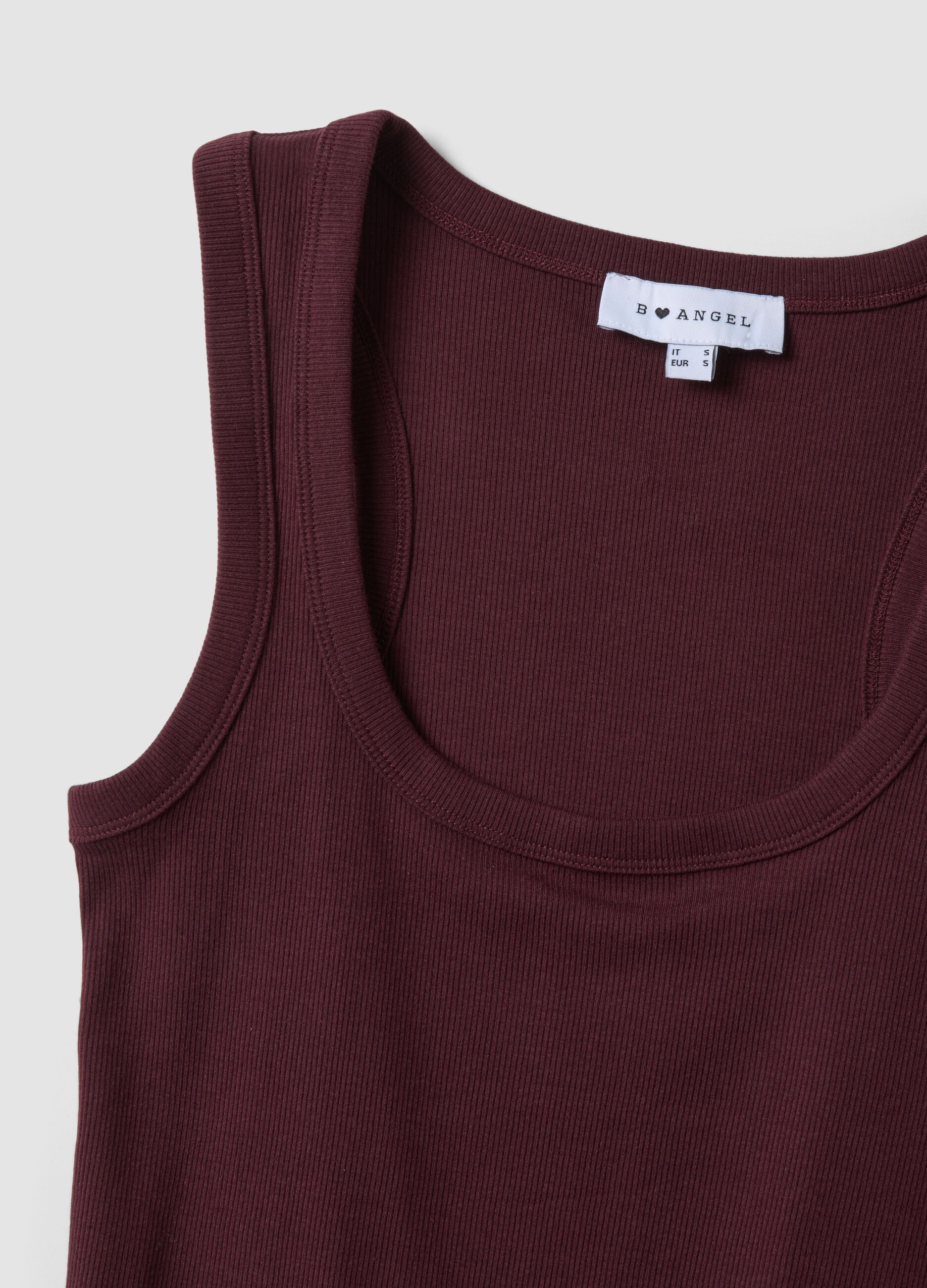 Purple stretch cotton tank top
