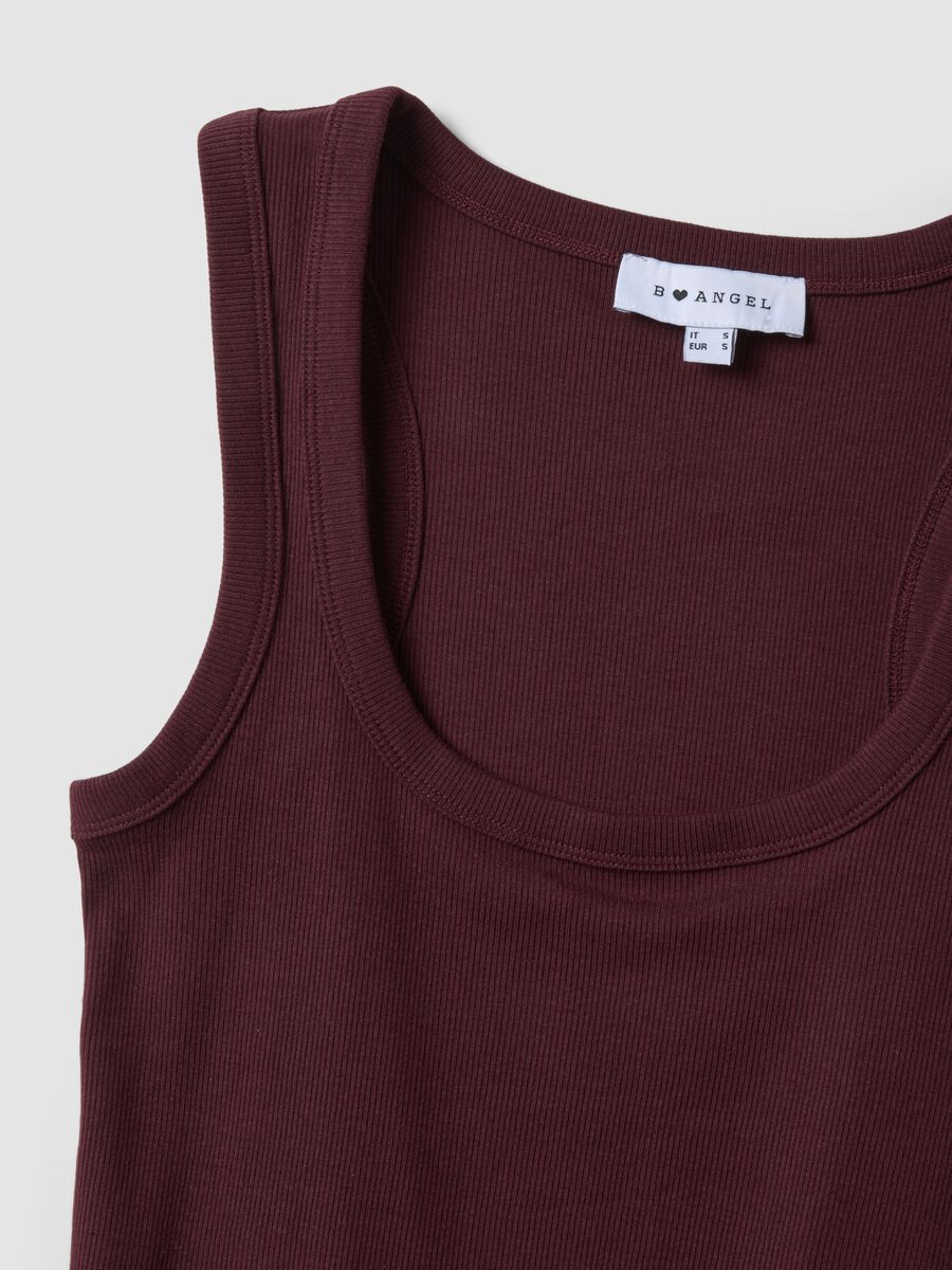 Purple stretch cotton tank top_5