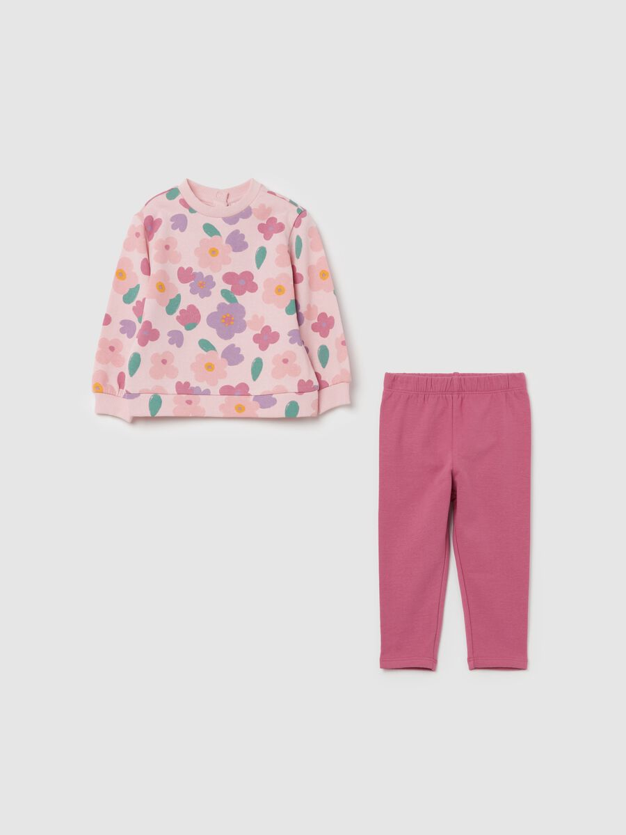 Jogging set in cotone con fantasia floreale_0