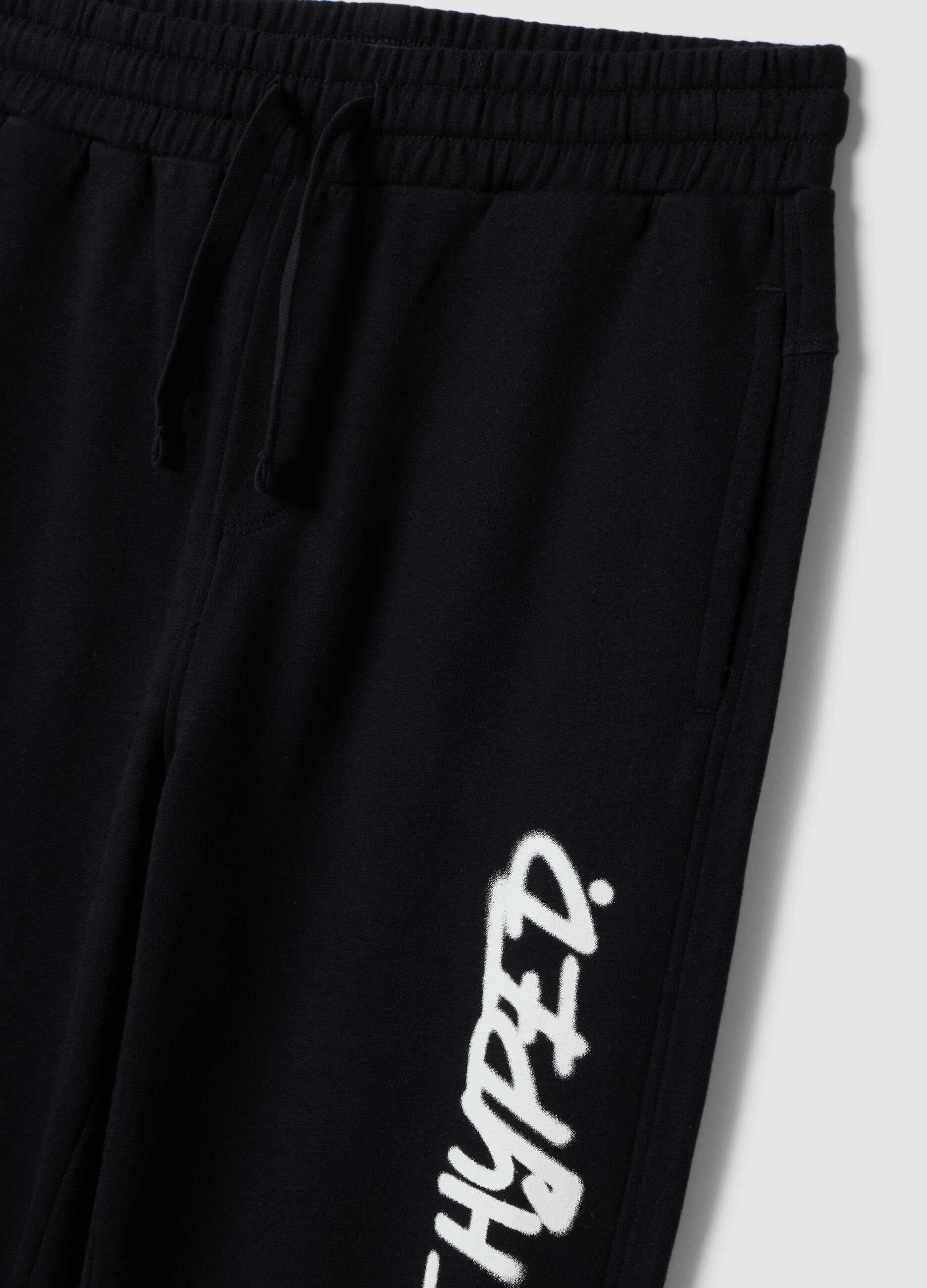 Blue oversized pure cotton joggers with &ldquo;Get Hyped&rdquo; slogan for boys