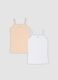 Bipack di canottiere beige e bianco in cotone organico regular fit per bambina_0