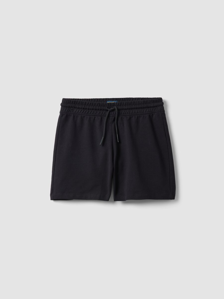 Girls&rsquo; black pure cotton shorts, regular fit_0