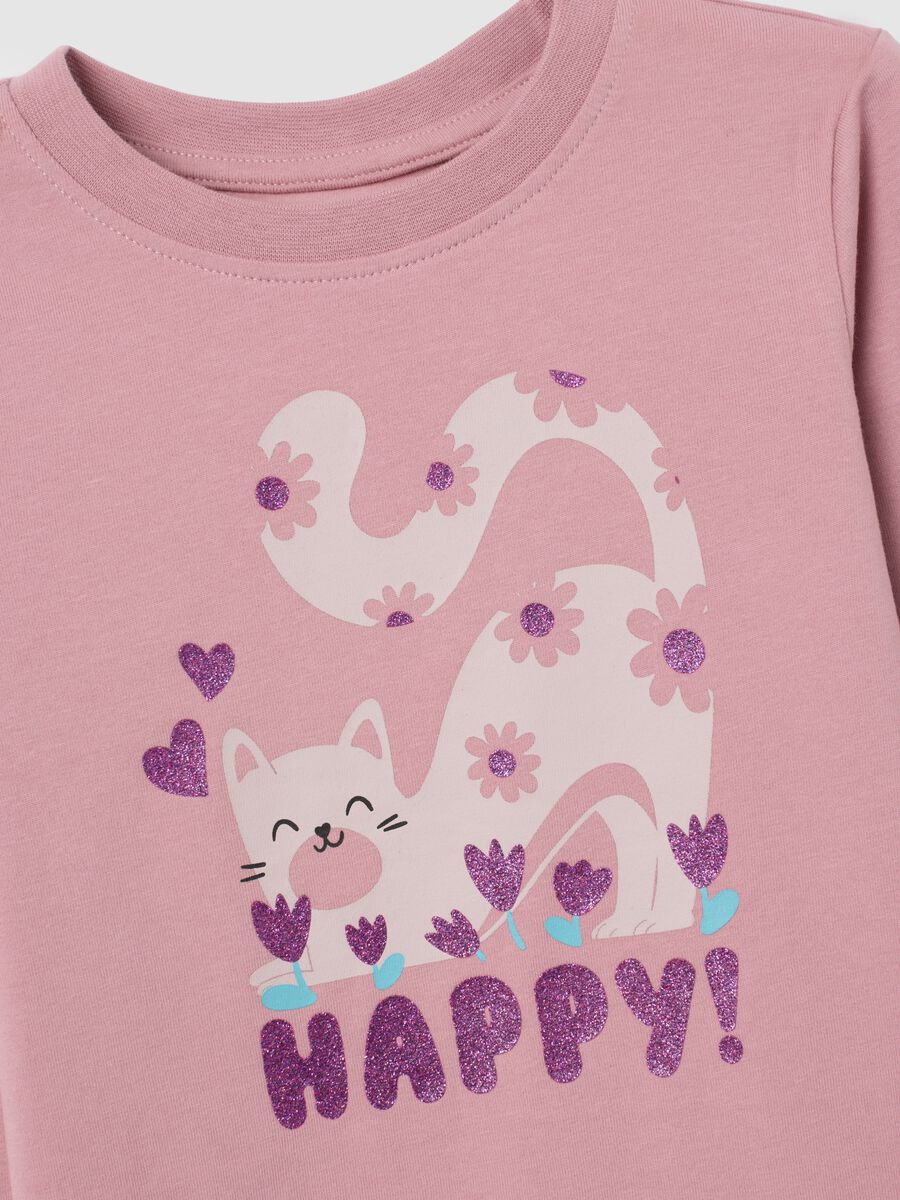Girl's pink stretch cotton blend t-shirt regular fit_2