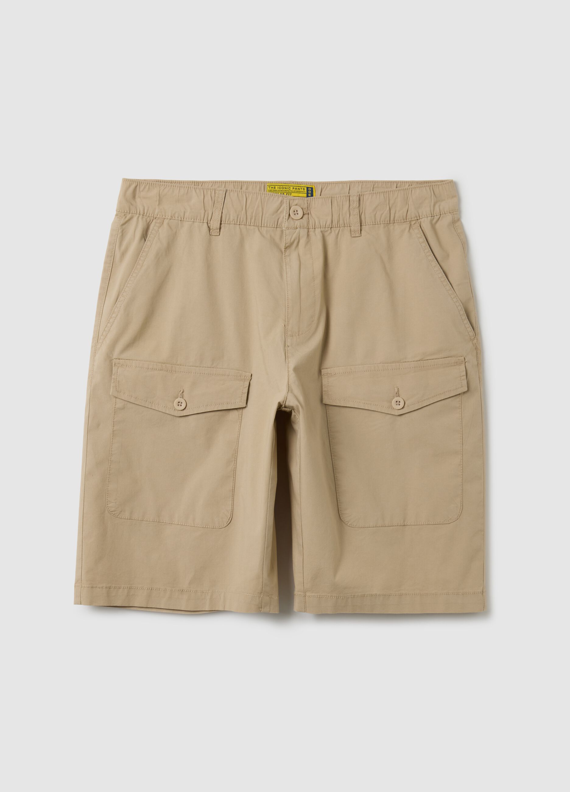 Men's green cotton regular fit shorts