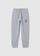 Children's grey regular fit pure cotton trousers with print_0