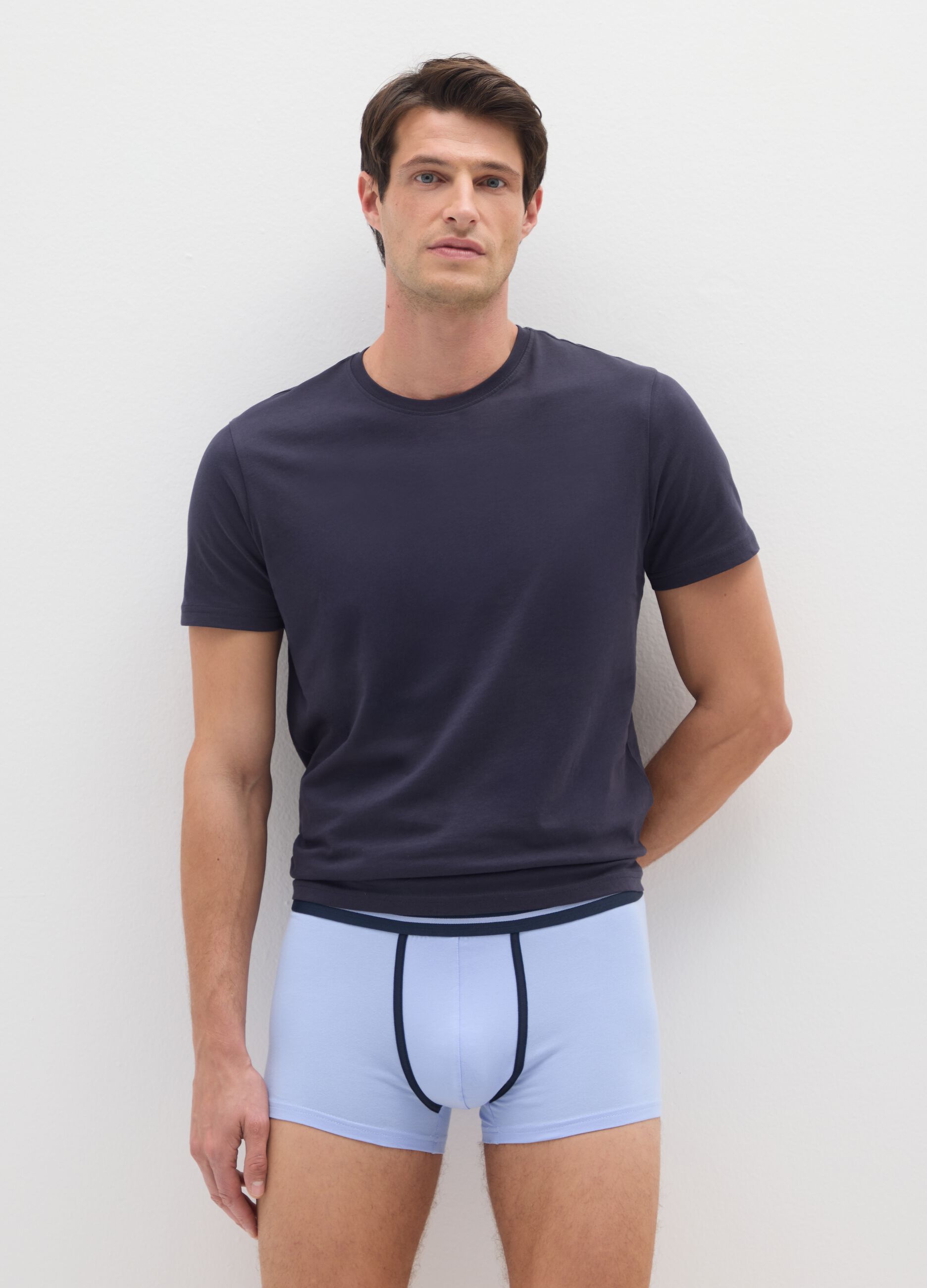 Tripack Boxer Shorts in Stretch Cotton Blue