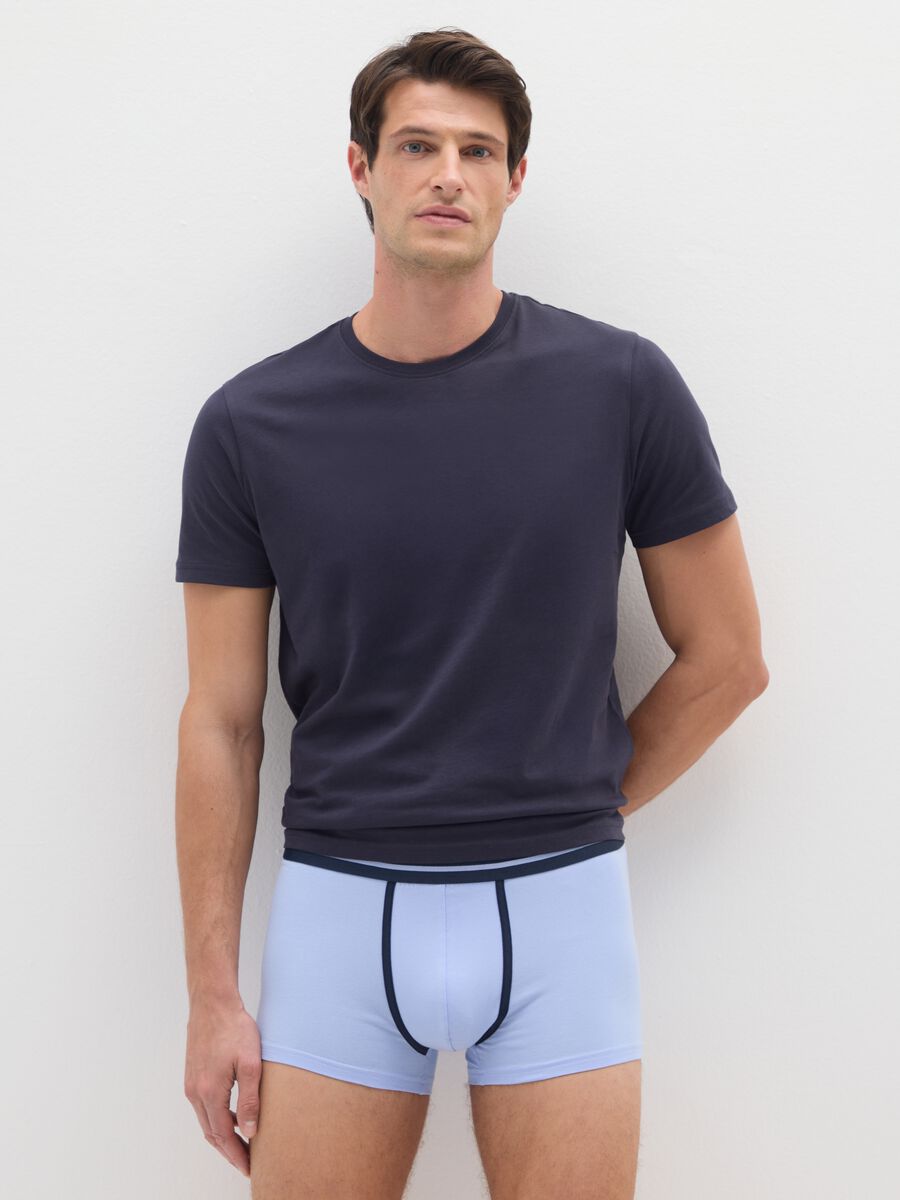 Tripack Boxer Shorts in Stretch Cotton Blue_0